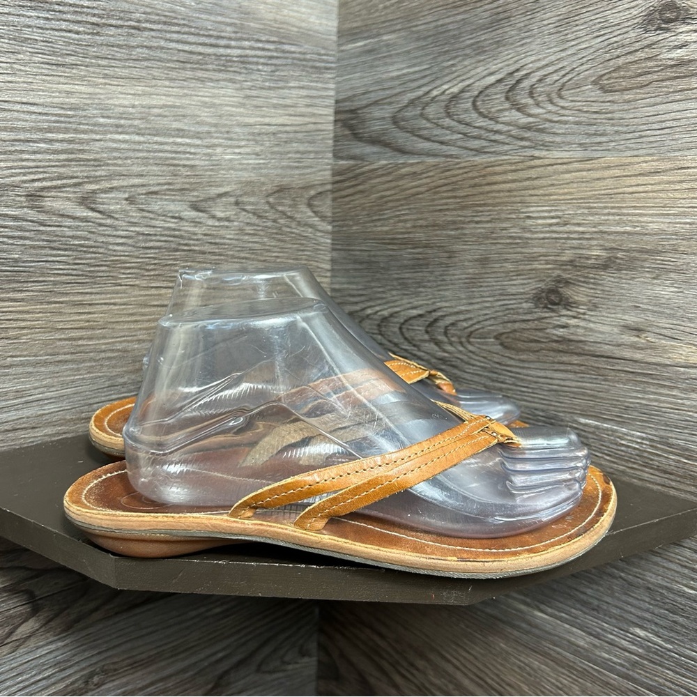 Olukai brown flip flops leather sandals thong